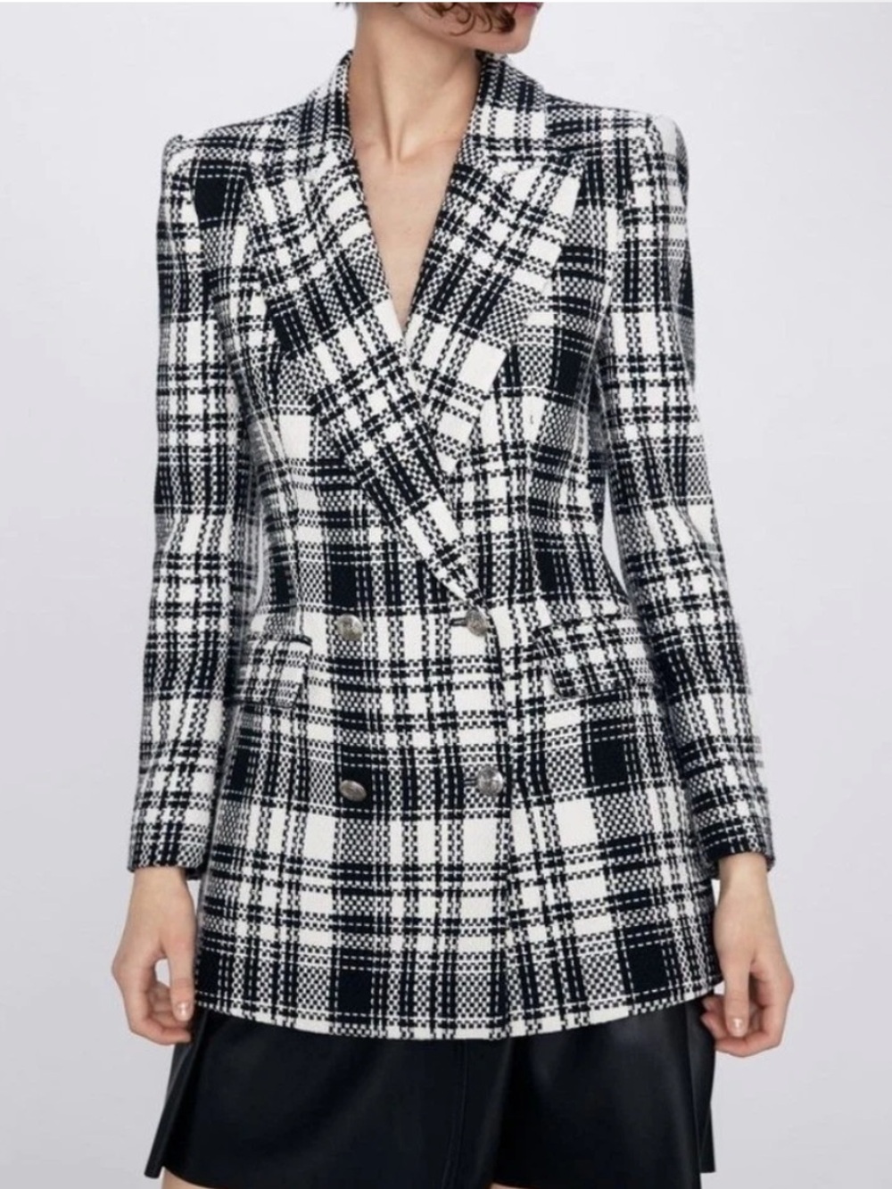 Zara black checked blazer M